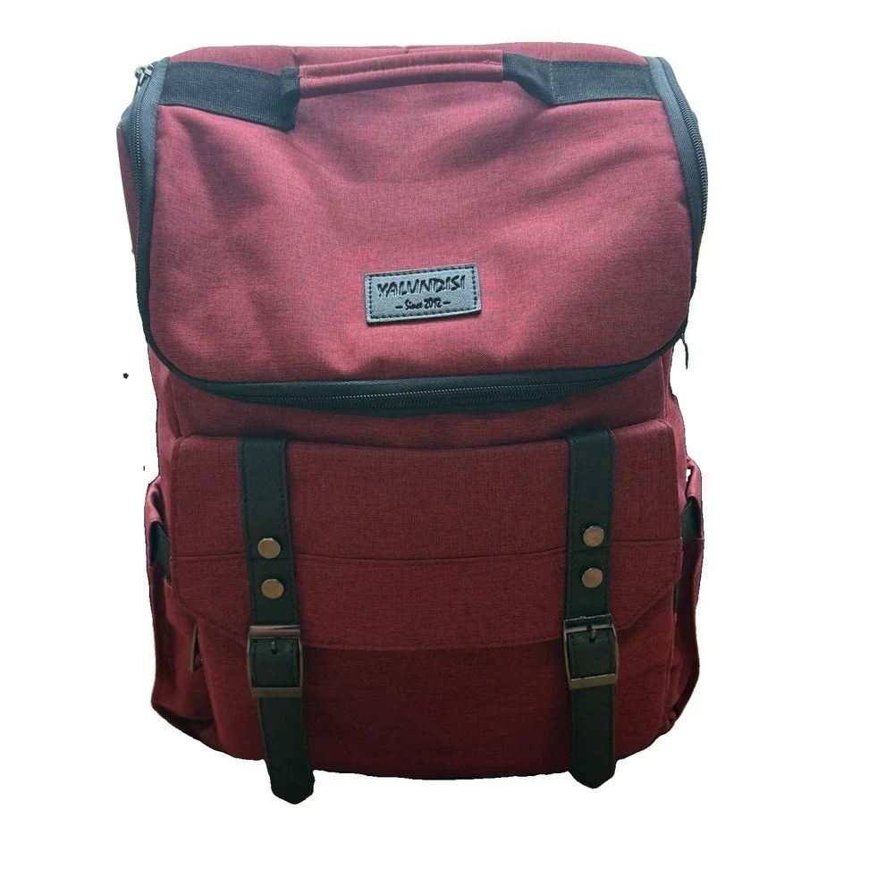 YALUNDISI Vintage Backpack Travel Laptop Backpack with USB Dark Red
